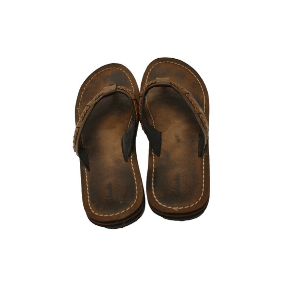 Clarks Collection Sandals Womens Sz 9 Braided Strap Flip Flops Brown - Picture 4 of 7